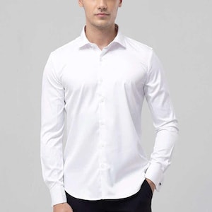 Men&#39;s Long Sleeve Shirt – Wrinkle-Resistant Business Dress Shirt. High-End Professional Casual Suit White Shirt