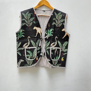 Cotton Quilted Jacket Women Wear Front Open Kimono Handmade Vintage Quilted Jacket , Coat New Style , Boho Double Side