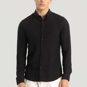 Men&#39;s Long Sleeve Shirt – Wrinkle-Resistant Business Dress Shirt. High-End Professional Casual Suit White Shirt
