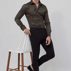 Men&#39;s Long Sleeve Shirt – Wrinkle-Resistant Business Dress Shirt. High-End Professional Casual Suit White Shirt