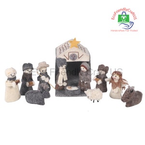 Weihnachtsgefilzte handgefertigte Krippe 12er Set, so tun, als spiele, Dekor, Geschenke, Filzwolle Weihnachtsdekoration original Design