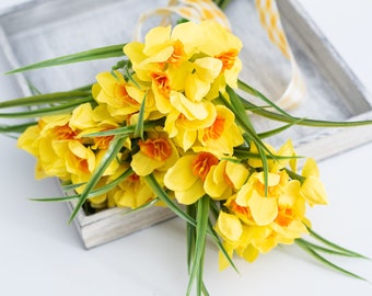 Daffodil daffodil bunch spring flower silk flower textile flower flower made of textile artificial flower daffodil bunch daffodil bunch yellow