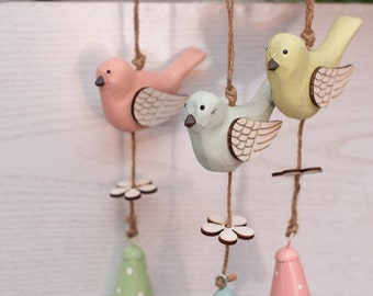 Bird Wooden Pendant Garden Window Decoration Easter Spring Winter Garden Decoration Window Hanging Decoration Window Picture Mother's Day Birthday Gardener