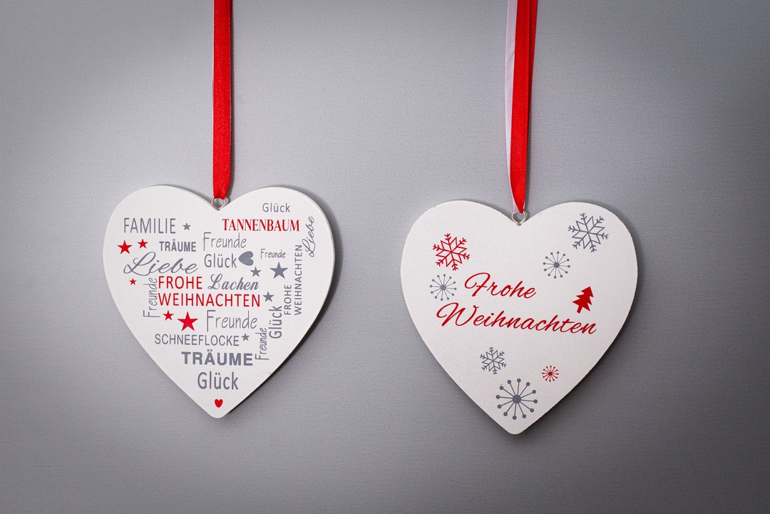 Holz Herz 14cm Weihnachtsmotiv Frohe Weihnachten Holzdekoration Advent