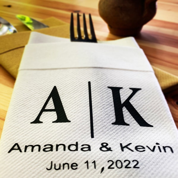 Custom printed Airlaid Napkin, Perfect Size Linen-Like Handmade Disposable, Pocket wedding napkins for reception or Events