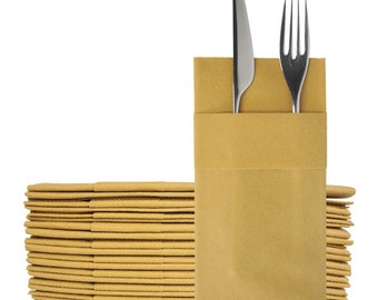 Airlaid Napkins with Flatware Pocket: Linen-Like Disposable Napkins, 30 Count