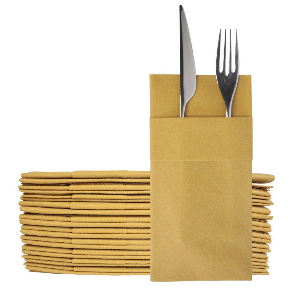 Disposable Linen-Feel Dinner Napkins with Built-in Flatware Pocket, 50-Pack  BRIGHT RED Prefolded Cloth Like Paper Napkins For Dinner, Wedding Or Party  
