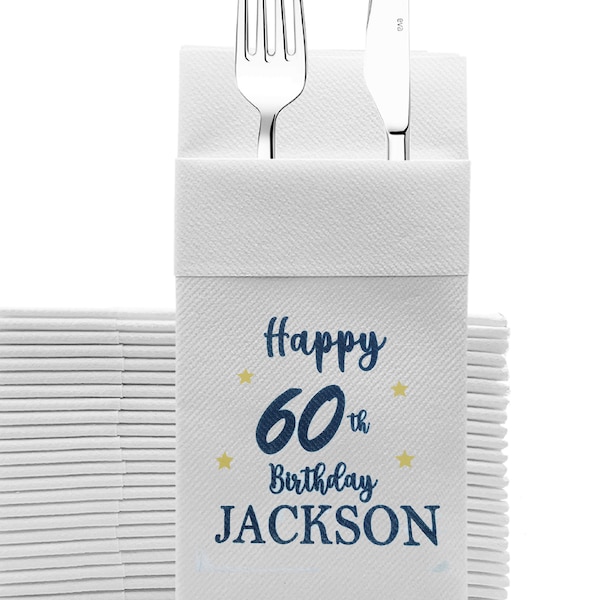 Happy Birthday Personalized Napkin, Perfect Size Handmade Disposable, Pocket wedding napkins for reception or Events