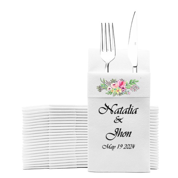 Personalized Print wedding for reception Napkins Or Hand Towels , Perfect Size Linen-Like Handmade Disposable, Birthday or Events