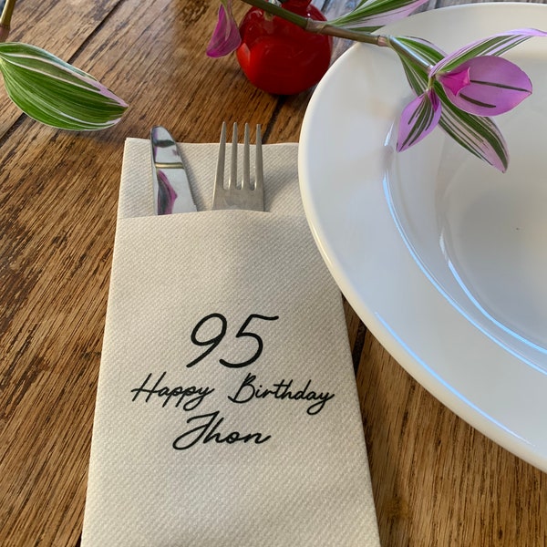 Custom printed Napkin, Perfect Size Linen-Like Handmade Disposable, Pocket wedding napkins for reception or Events , personalized Birthday