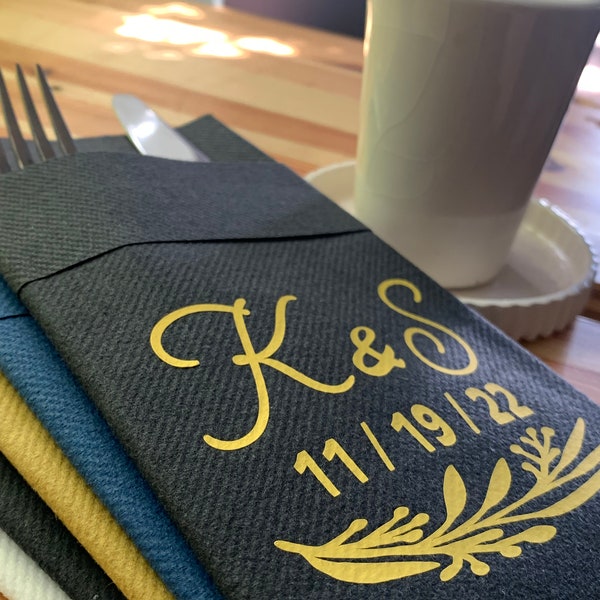 Personalized printed Airlaid Napkin, Perfect Size Linen-Like Handmade Disposable, Pocket wedding napkins for reception or Events