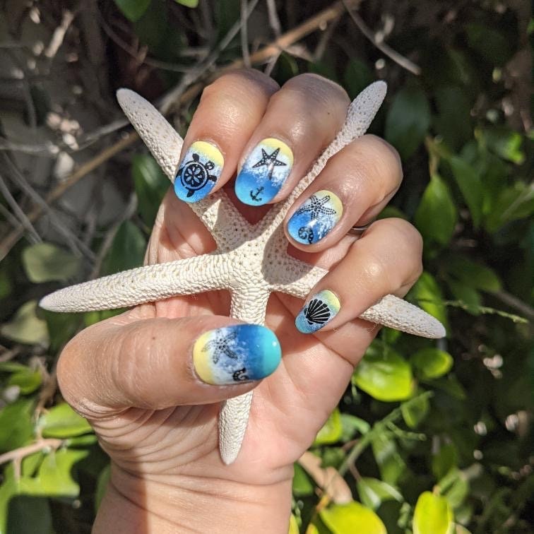 Radiant Ocean Glow Summer Nails