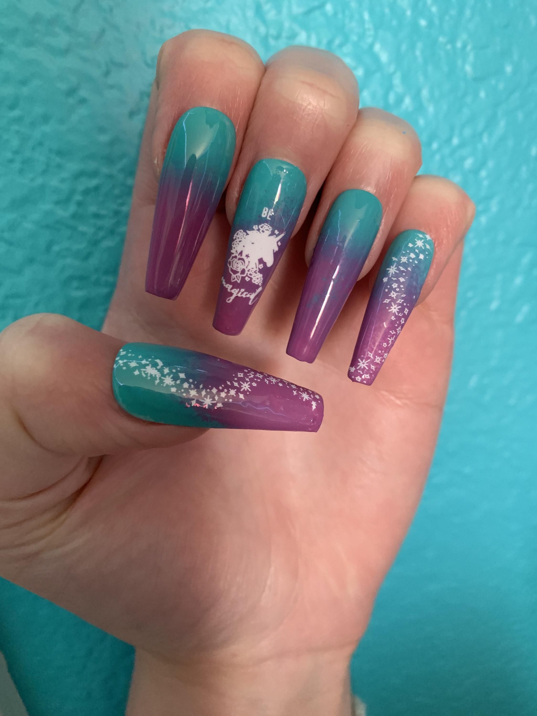 Teal Ombre Nails - Etsy Teal Ombre Nails - Etsy