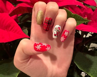 Press on nails|Christmas nails|Winter nails|Press ons|Gel Nails|Fall Nails|Fake nails|Santa nails|Christmas|Santa|Cute nails|Nails