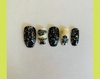 Press on nailsGalaxy nails|baby alien nails|press ons|fake nails|star nails|false nails