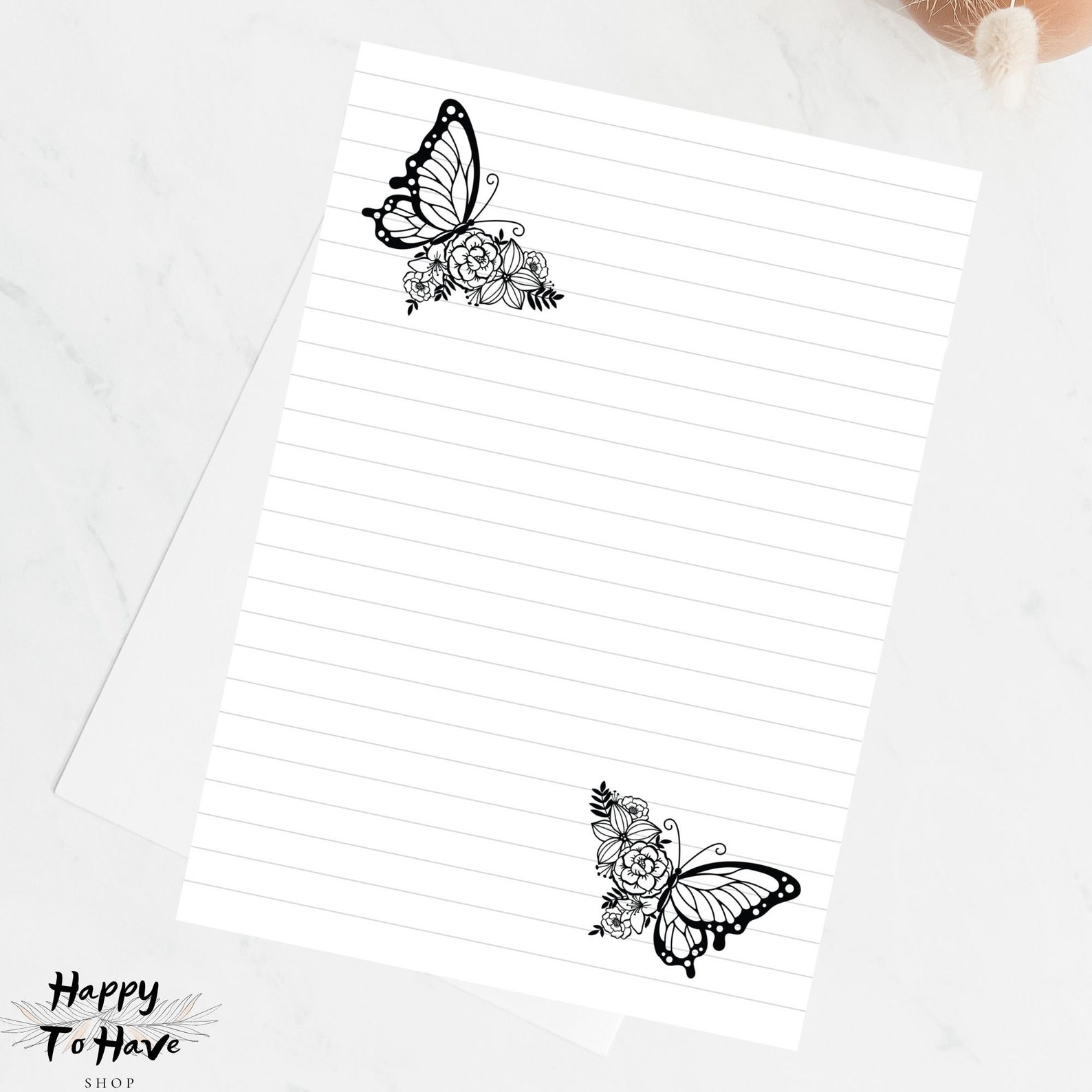 Butterfly Printable PDF Lined Writing Paper Note Paper Binder | Etsy