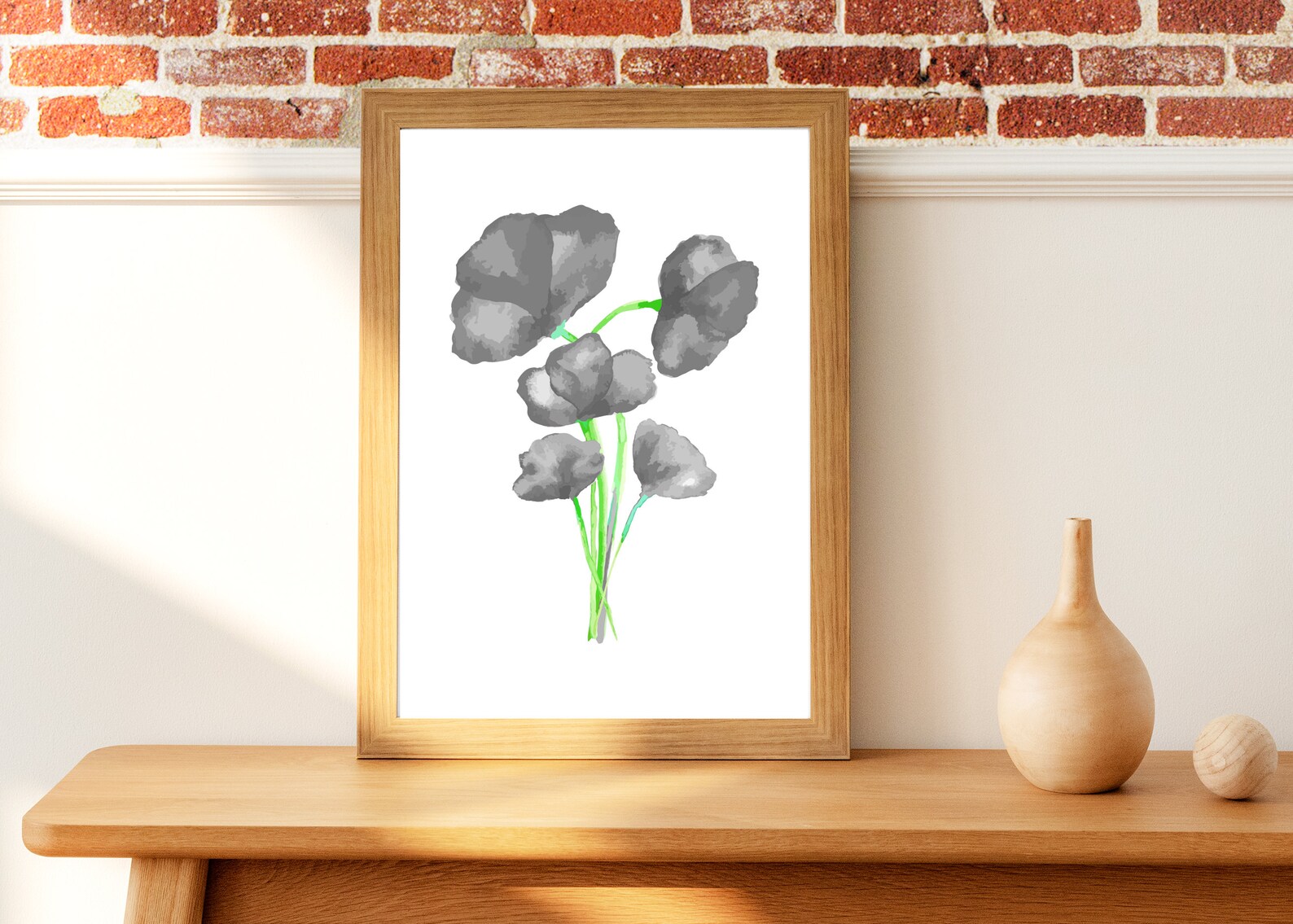 Set of 3 Gray Black and White Wall Art Gray Flowers Print Etsy