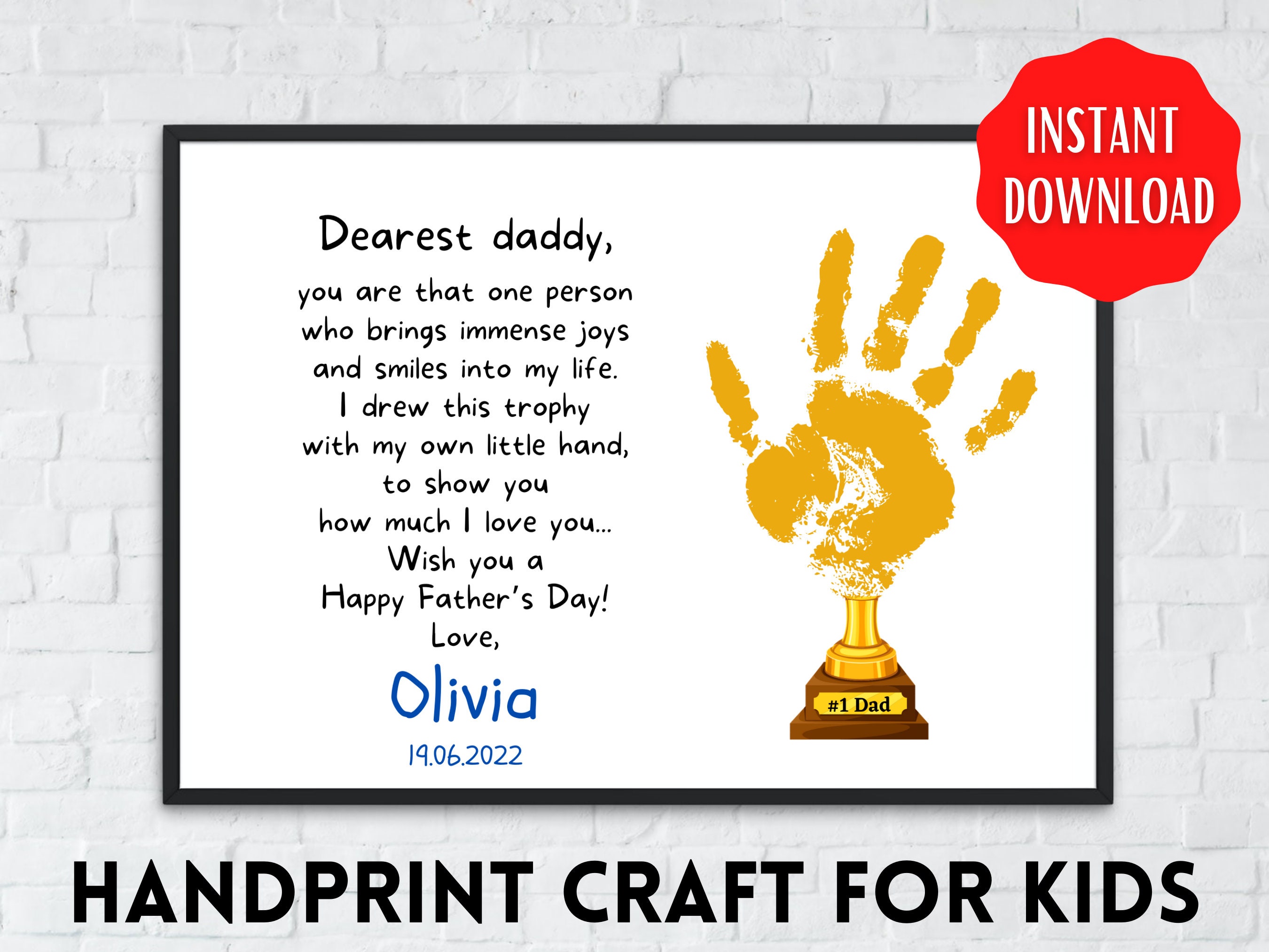 Father's Day Trophy Handprint Crafts Printable Handprint - Etsy UK