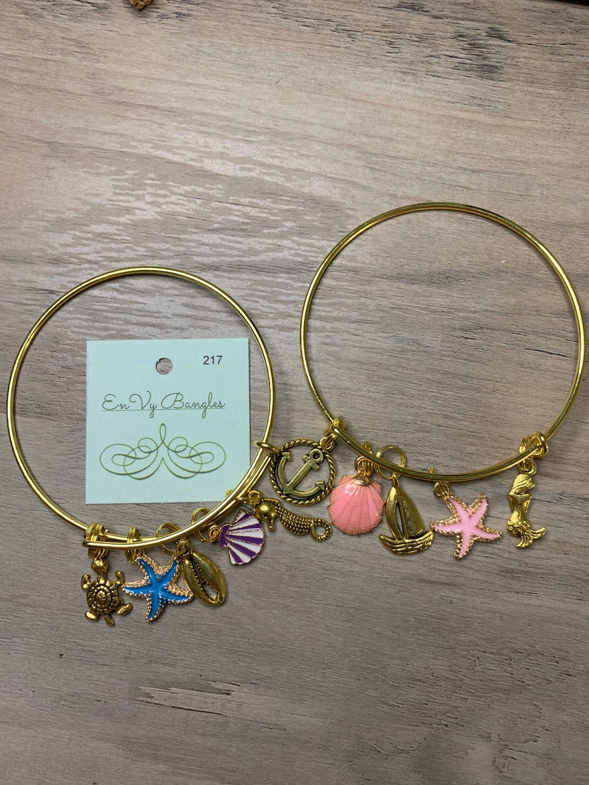 Charm Bangle Sets Etsy