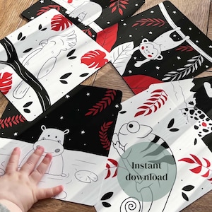 Cartes sensorielles imprimables pour bébé, cartes mémoire pour nourrissons à imprimer à la maison, cartes à contraste élevé pour le développement de bébé, cartes pour nouveau-né
