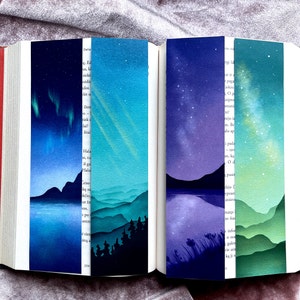 Watercolor Print Bookmarks Set of Laminated Bookmarks Double Sided Print Watercolor Illustration Bookmarks Blue Bookmarks Sea Illustration