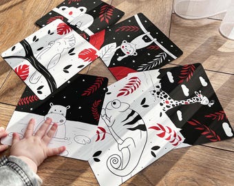 Sensory Baby Cards for Infant Flashcards for Newborn High Contrast Cards for Baby Development Cards for Baby Visual Development
