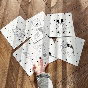 Cartões sensoriais para bebês, visuais de alto contraste, impressões de aprendizagem infantil, imagens em preto e branco para recém-nascidos, flashcards contrastantes para bebês