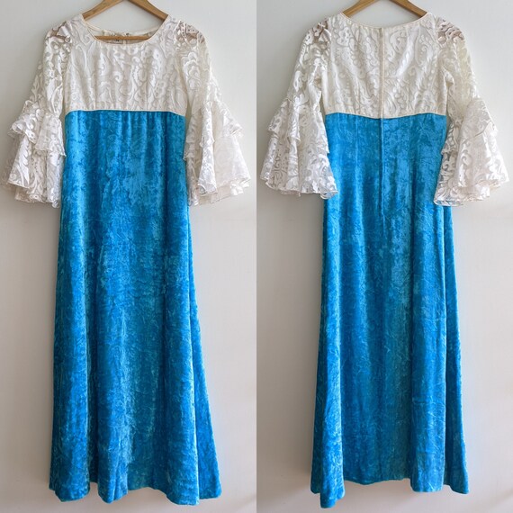 Vintage 60s Crushed Velvet Dress with Damask Bodi… - image 9