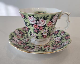 Royal Albert Spring Song Teetasse und Untertassen-Set, Blumengartenparty, hergestellt in England