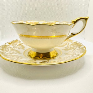 Royal Stafford Gold and White Teacup and Saucer