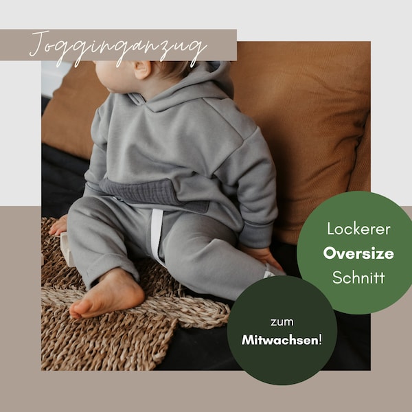 Bio-Jogginganzug für Baby und Kleinkind mit Hoodie oder Sweater und Jogginghose, tolles Starterpaket aus 100% Baumwolle und zum Mitwachsen