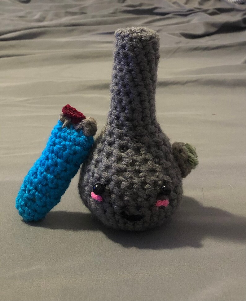 Crocheted 420 BongPipe Plushie with Lighter