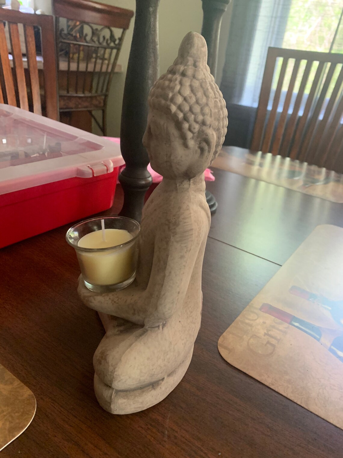 Buddha Statue with candle holder Etsy