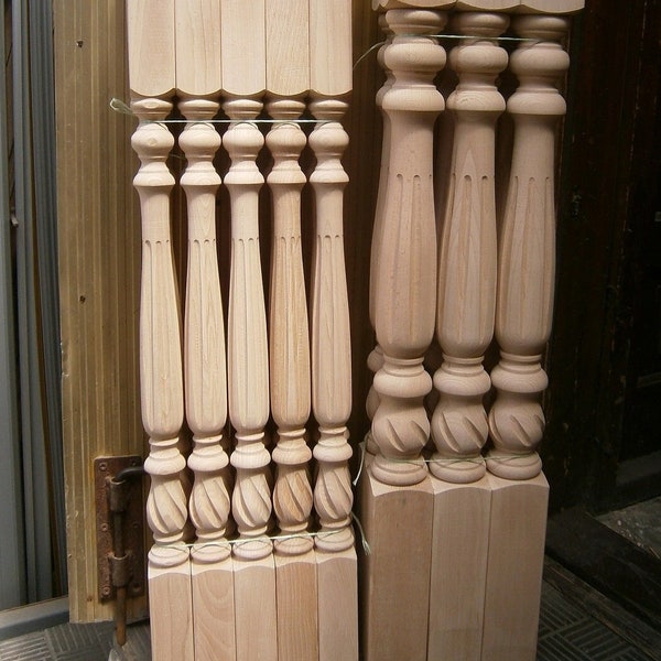 Stair Balusters & Newel Posts Graceful Spiral Twist Design Carved Wooden Spindle Banister Support Column Railing Staircase Ball Top Finial