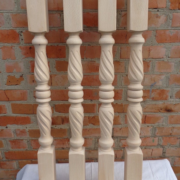 Stair Newel Post Spiral Twist Design Carved Wooden Column Balustrade Balcony Home Staircase Pole Ball Top Finial