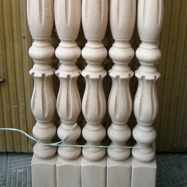 Stair Balusters & Newel Posts Graceful Flows Design Carved Wooden Spindle Banister Pole Column Balustrade Railing Staircase Ball Top Finial