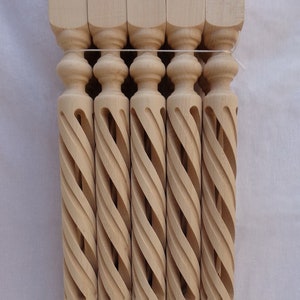 Stair Balusters Open Spiral Design Carved Wooden Spindles Bannisters Home Staircase Railing Post Pole Column Banister Balcony Balustrade