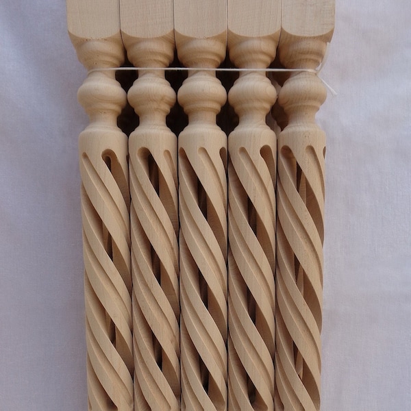 Stair Balusters Open Spiral Design Carved Wooden Spindles Bannisters Home Staircase Railing Post Pole Column Banister Balcony Balustrade