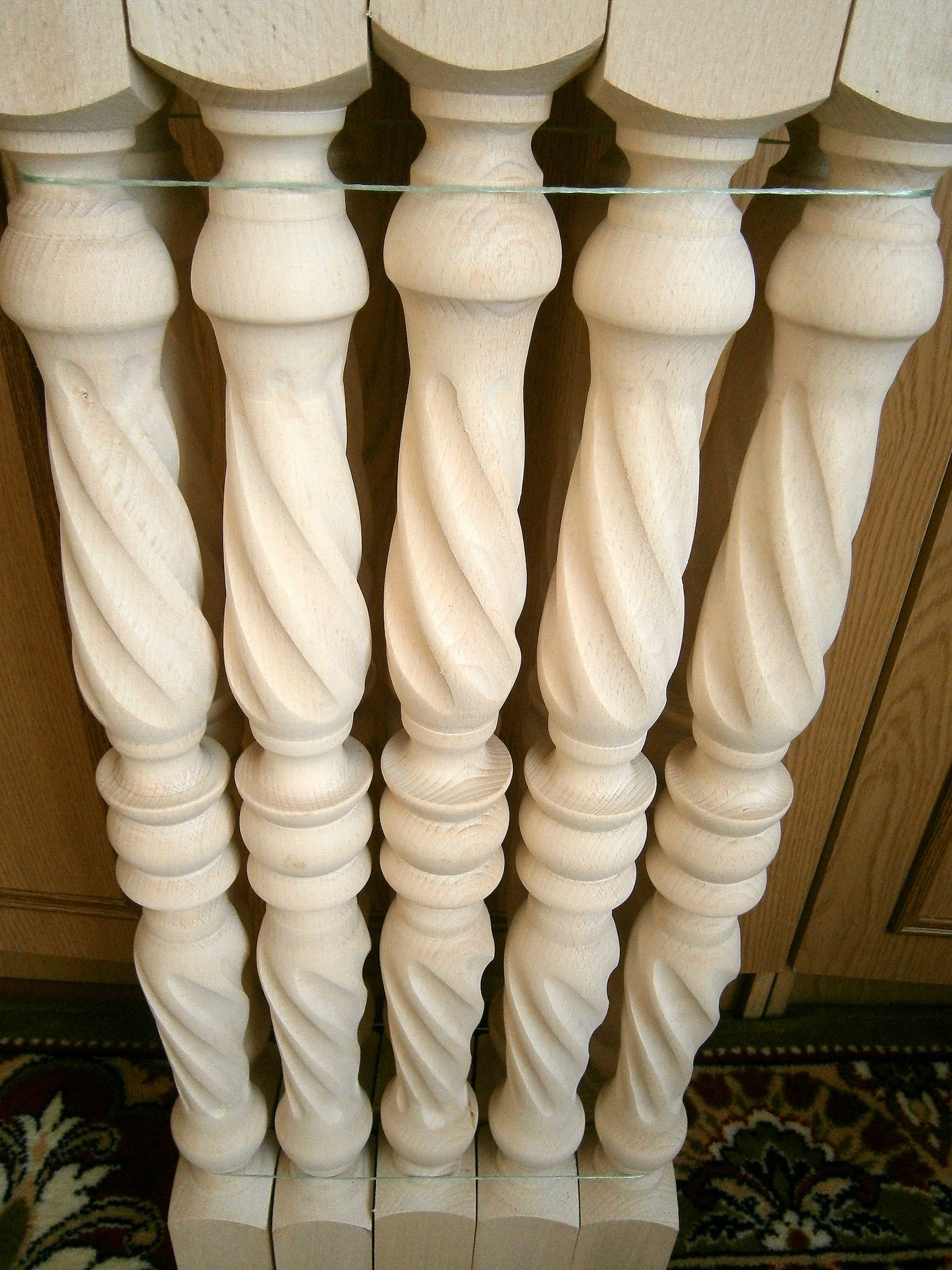 Stair Balusters Spiral Twist Design Carved Wooden Spindles Etsy