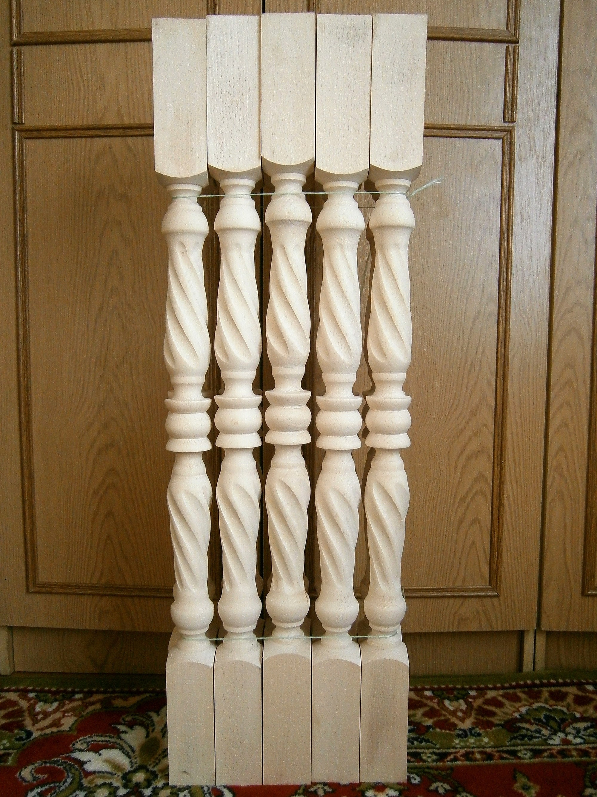 Stair Balusters Spiral Twist Design Carved Wooden Spindles Etsy
