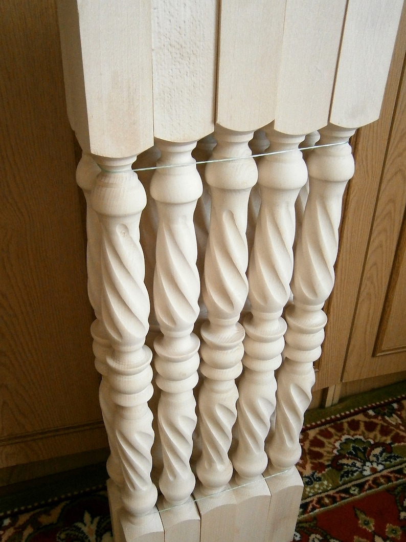 Stair Balusters Spiral Twist Design Carved Wooden Spindles Etsy