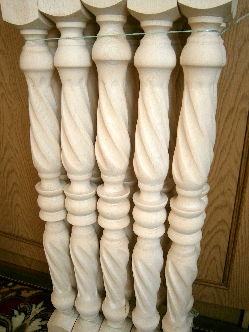 Stair Balusters Spiral Twist Design Carved Wooden Spindles | Etsy