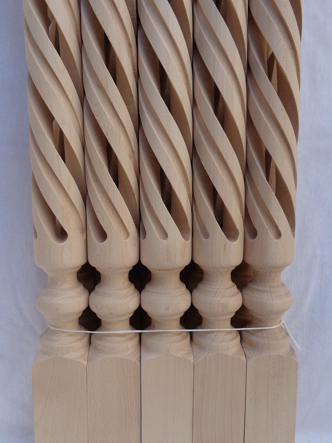 Stair Balusters Open Spiral Design Carved Wooden Spindles Etsy