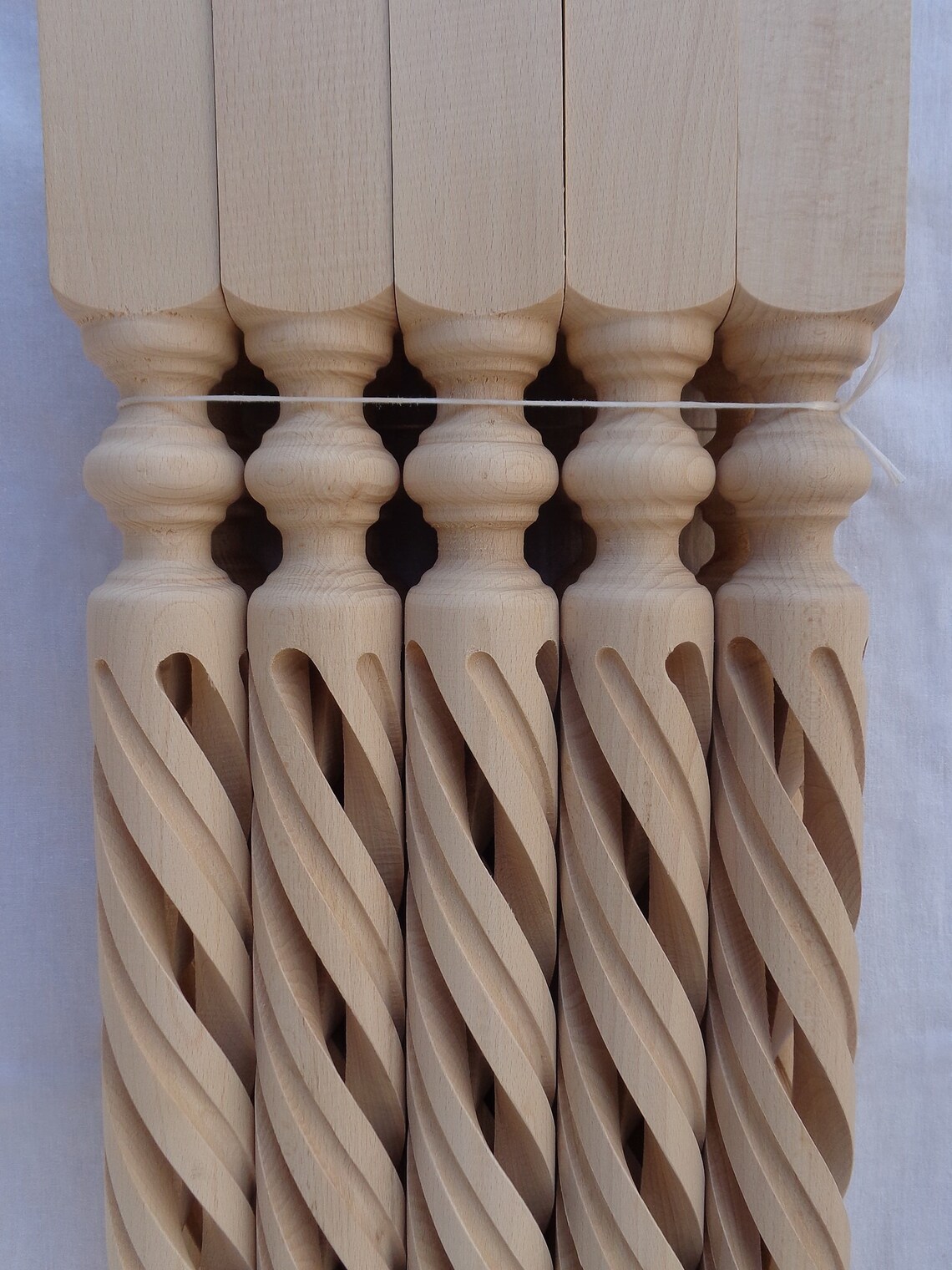 Stair Balusters Open Spiral Design Carved Wooden Spindles Etsy
