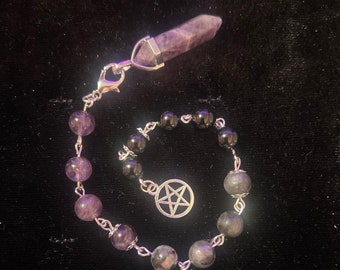 Witch Prayer Beads | Pendulum | Witch’s Ladder | Divination | Handmade | Witchcraft | Pagan | Wicca | Prayer Beads | Amethyst Point