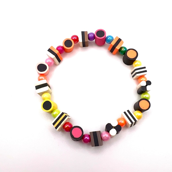 Réglisse Allsorts Mix Bracelets et Colliers | Pic 'n' Mix | Elastiqué | Bonbons | Bonbons | Nostalgie | Rétro | Adolescents | Filles | Kawaii |