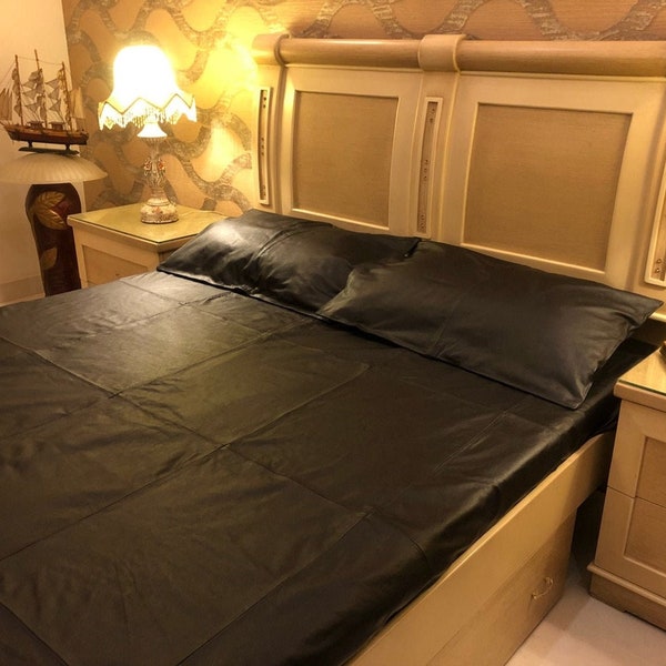 100% Real Soft High Quality Sheep Skin Leather Bed Sheet with Pillow Cover For Single/Double/Queen/King Size Beds