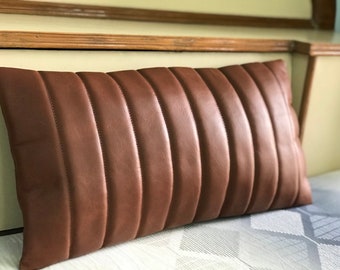 Genuine Lambskin Leather Pillow Cover: Tan Brown Decorative Cushion