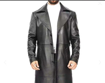 ラムスキンレザートレンチコート：スリムフィットロングコート - Etsy 日本