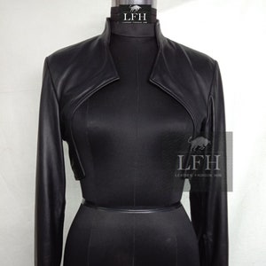 Veste de motard courte Boléro en cuir d'agneau souple véritable de haute qualité pour femmes et filles, coupe slim